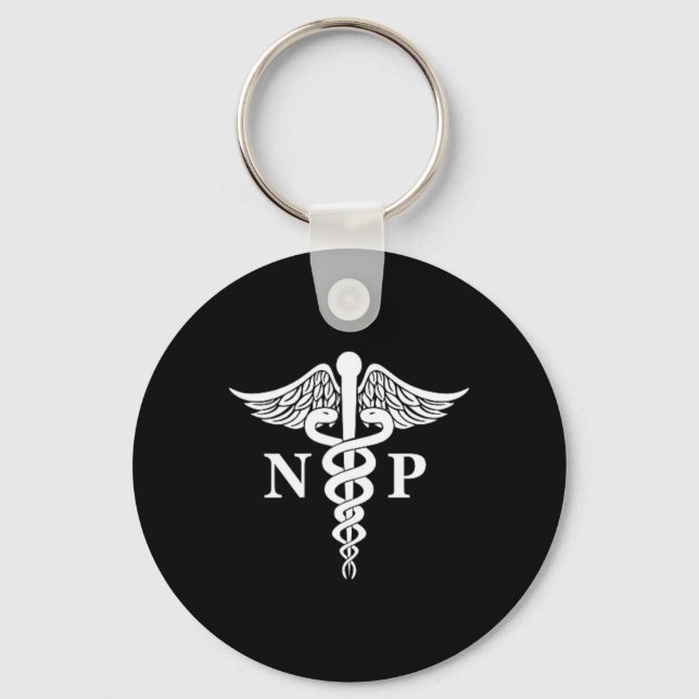 Nurse Practitioner Caduceus Medical Symbol Pocket  Key Ring (Front)