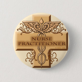 Nurse Practitioner Cross Caduceus 6 Cm Round Badge