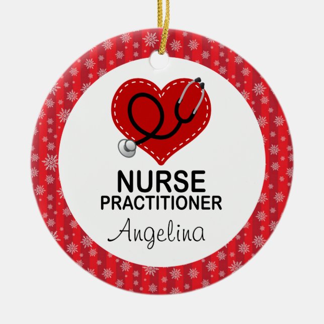 Nurse Practitioner Custom Christmas Gift Ornament (Front)
