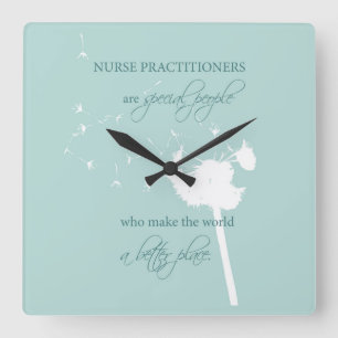 Nurse Practitioner Dandelion Square Wall Clock