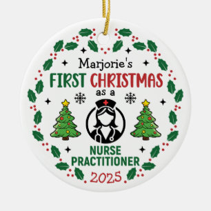 Nurse Practitioner First Christmas Personalized Ceramic Tree Decoration
