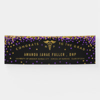 Nurse Practitioner Graduation Banner Purple & Gold