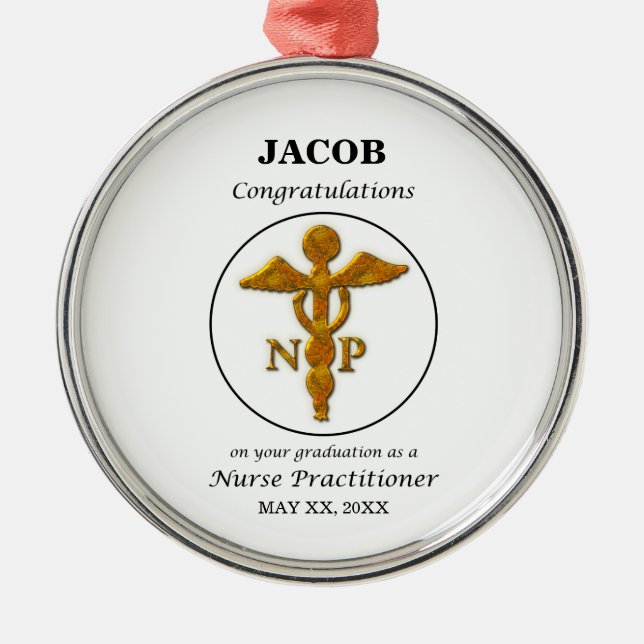 Nurse Practitioner Graduation Congratulations Metal Tree Decoration (Front)
