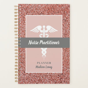Nurse Practitioner Graduation Rose Gold Glitter Planner