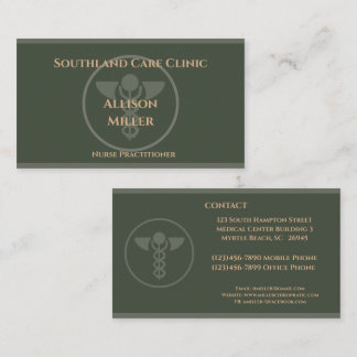 Nurse Practitioner Green Caduceus Business Card