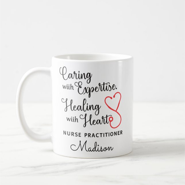 Nurse Practitioner Heart Cup, NP Appreciation, Nur Coffee Mug (Left)