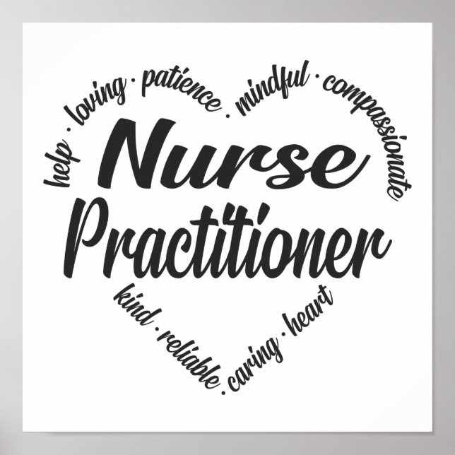 Nurse Practitioner Heart Word Cloud Poster (Front)