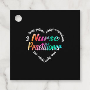Nurse Practitioner Heart Word Cloud Watercolor Favour Tags