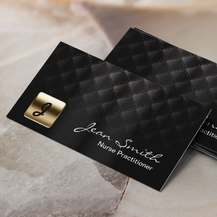 Nurse Practitioner Modern Black & Gold Business Card