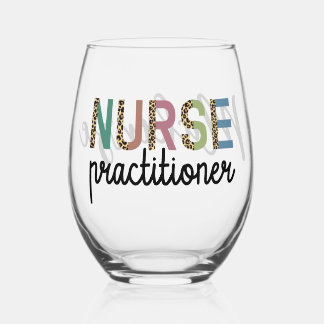 Nurse Practitioner NP nurse appreciation gifts Stemless Wine Glass