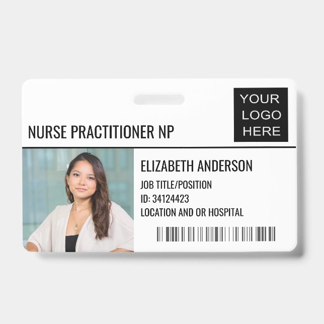 Nurse Practitioner NP Photo ID Hospital Logo Badge (Front)