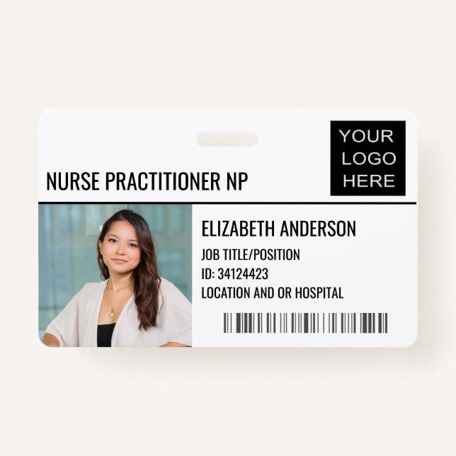 Nurse Practitioner NP Photo ID Hospital Logo ID Badge (Front)