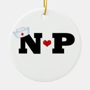 Nurse Practitioner Ornament/ Nurse Hat and Hearts Ceramic Tree Decoration