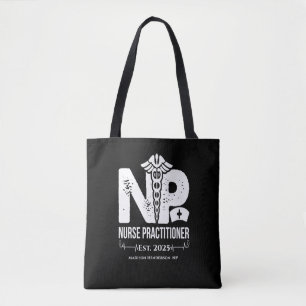 Nurse Practitioner Personalised Black White Tote Bag