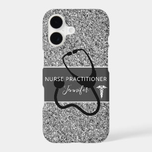 Nurse Practitioner Silver Glitter Personalised