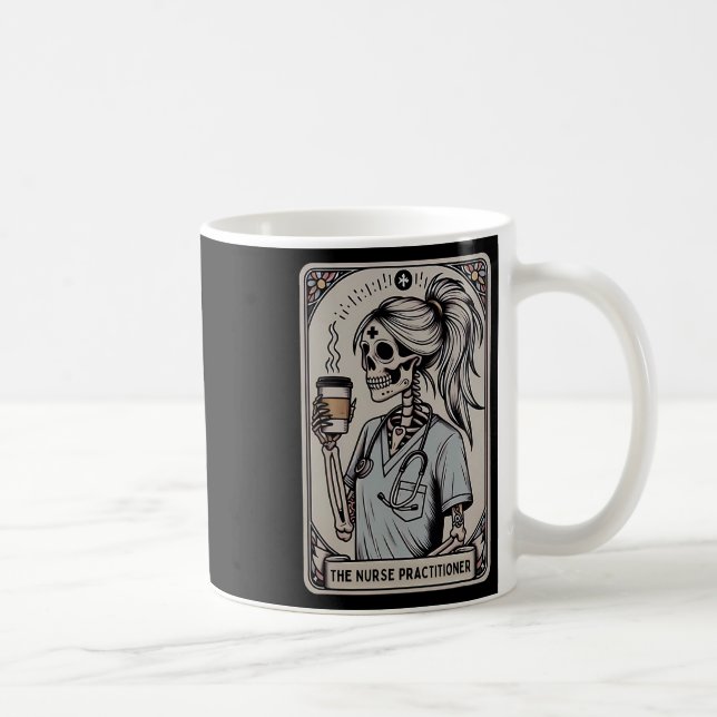 Nurse Practitioner Tarot Card Skeleton Halloween W Coffee Mug (Right)