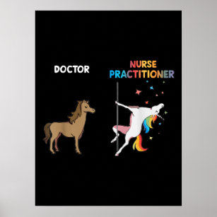 Nurse Practitioner Unicorn Dancing Pole Poster
