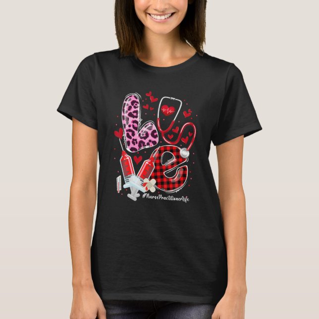 Nurse Practitioner Valentines Day Stethoscope ER T-Shirt (Front)