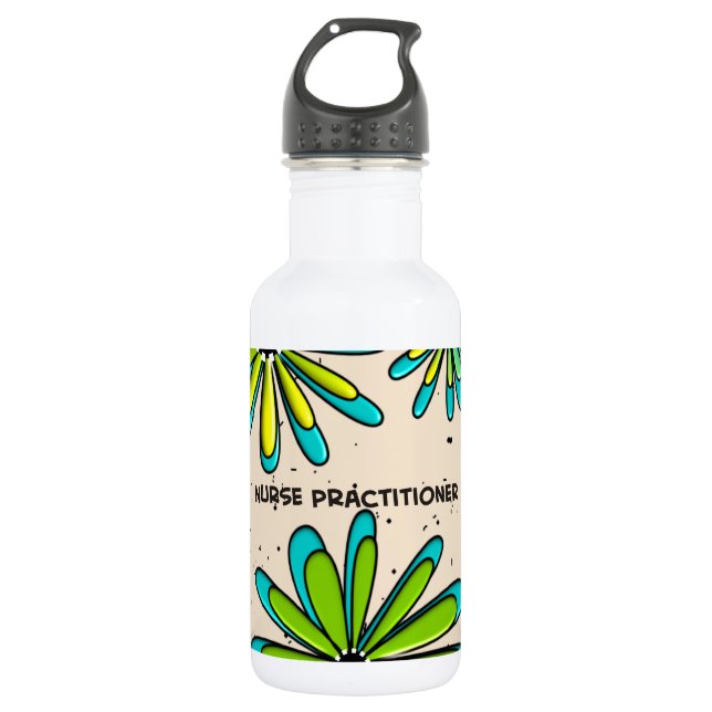 Nurse Practitioner Whimsical Flowers II 532 Ml Water Bottle (Front)