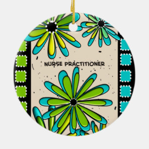 Nurse Practitioner Whimsical Flowers II Ceramic Tree Decoration