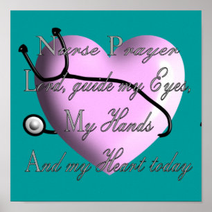 Nurse Prayer Art Poster --Pink Embossed Heart
