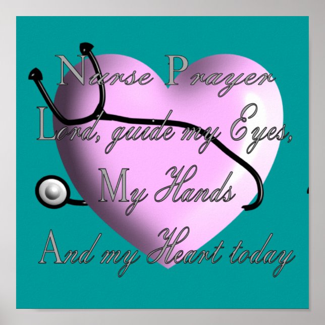 Nurse Prayer Art Poster --Pink Embossed Heart (Front)