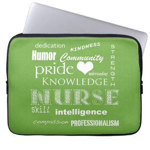 Nurse Pride-Attributes/Lime Green-13 inch Laptop Sleeve