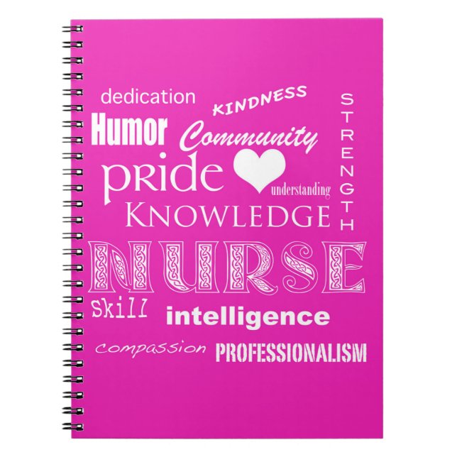 Nurse Pride-Attributes/Pink Spiral Notebook (Front)