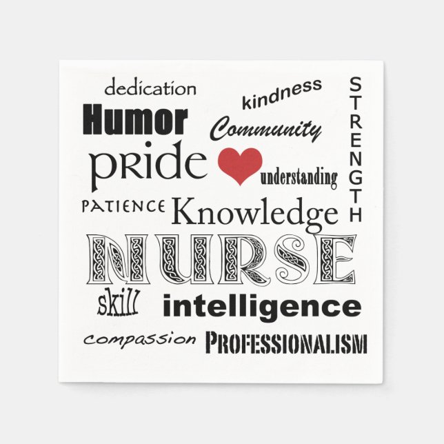 Nurse Pride-Attributes+Red Heart Napkin (Front)