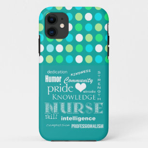 Nurse Pride-Attributes/Turquoise Blue/Polkadots iPhone 11 Case