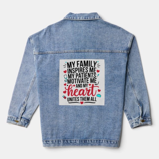 Nurse Profession Design Denim Jacket (Back)