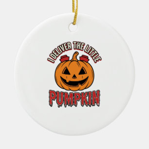 Nurse Pumpkin Halloween Delivery Shirt Design_1 Ceramic Tree Decoration