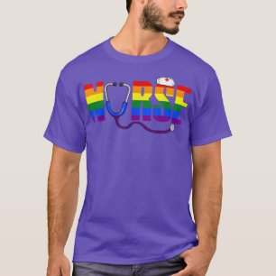 Nurse Rainbow Flag LGBT-Q Cool Gay Pride Ally Nurs T-Shirt
