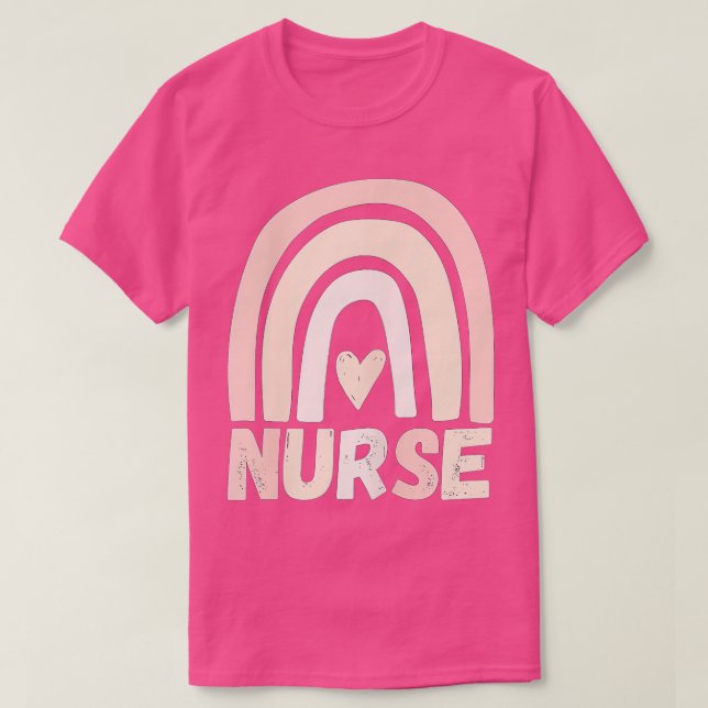 Nurse Rainbow Heart Love Appreciation Nursing Grad T-Shirt (Design Front)