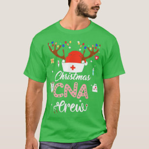 Nurse Reindeer Christmas CNA Crew Lights Tree Xmas T-Shirt