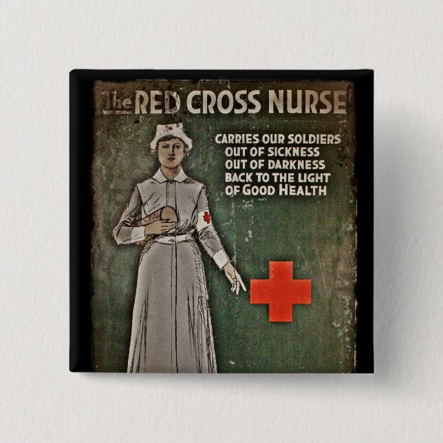 Nurse Requesting Donations WWI 15 Cm Square Badge (Front)
