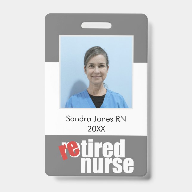 nurse retirement gift photo with message ID badge (Front)