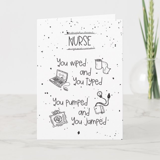Nurse Retirement Humour Funny Hand Drawn Card (Front)