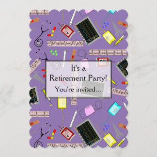 Nurse Retirement Party Invitations Purple