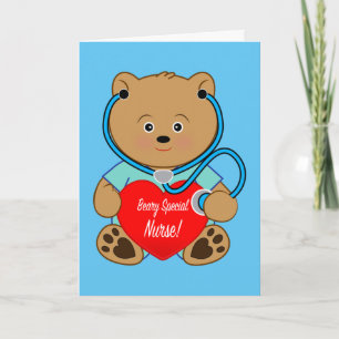 Nurse Retirement with Teddy Bear Card