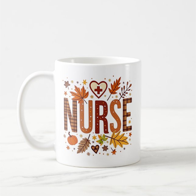 Nurse Retro Bubble Letters Personalised Coffee Mug (Left)