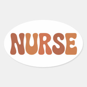 Nurse Retro Wavy Typography Oval Sticker