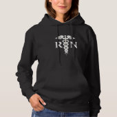 Nurse RN Black And White Caduceus Medical Hoodie (Front)