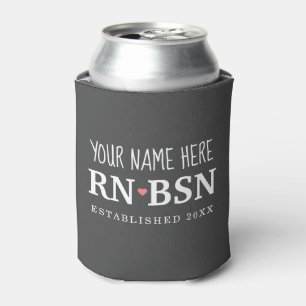 Nurse RN BSN Simple Cute Personalised Can Cooler