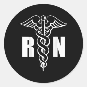 Nurse Rn Caduceus Medical Symbol Nursing (back Des Classic Round Sticker