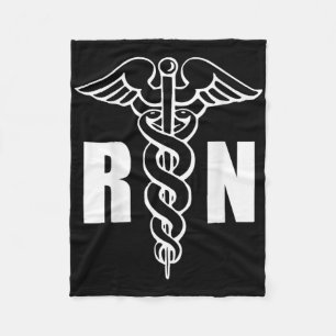 Nurse Rn Caduceus Medical Symbol Nursing (back Des Fleece Blanket