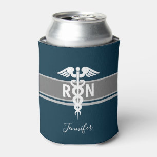 Nurse RN Graduate Blue White Personalised Can Cooler