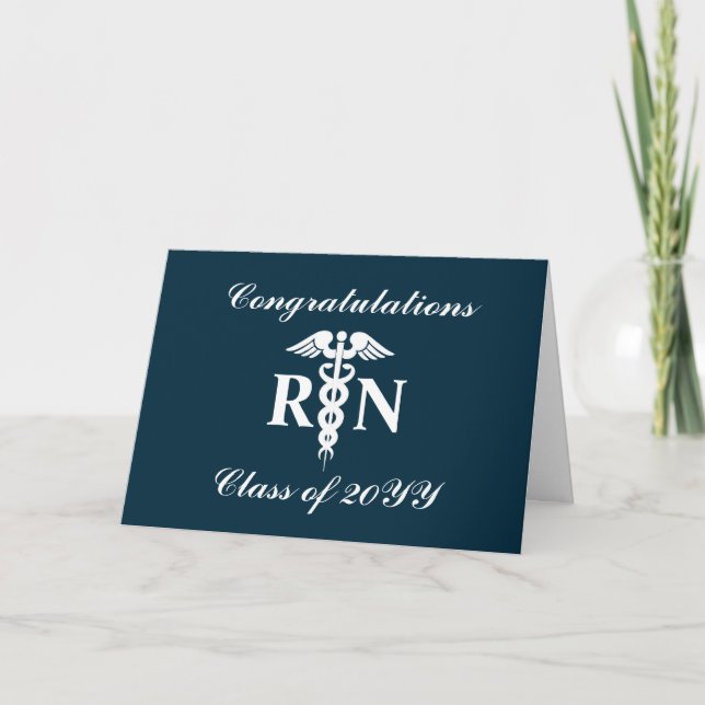 Nurse RN Graduate Congratulations Navy Blue Card (Front)