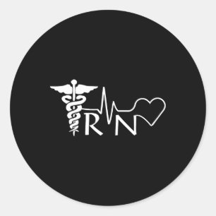Nurse Rn Heartbeat Graduation Womens Gift  Classic Round Sticker