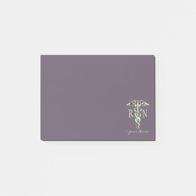 Nurse RN Personalised Name Purple Marble Post-it N Notes (Front)